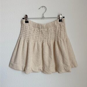 Aerie Cream Ruched Waist Cotton Skirt